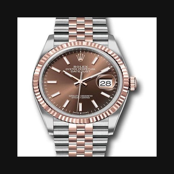 Rolex Datejust36 Everose Gold Fluted Bezel Chocolate Index Dial Jubilee (126231)