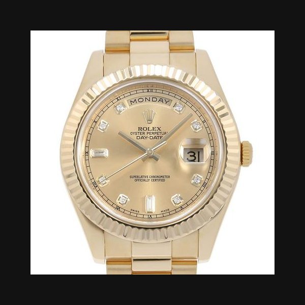 Rolex Rolex Day-Date II8P Diamond 2P Baguette Diamond 218238A Champagne Random Number USED mens