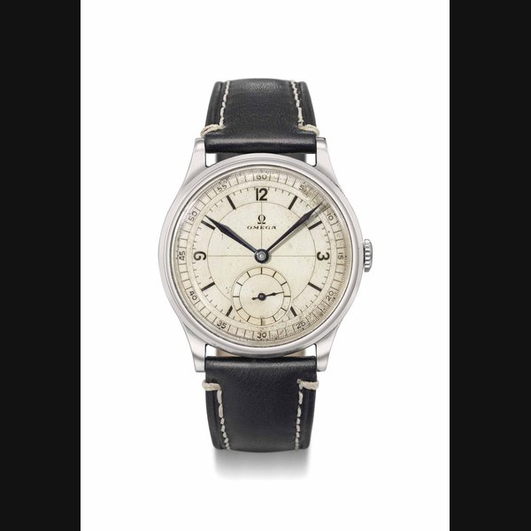 Omega. A fine, large and attractive stainless steel wristwatch with sector dial Signed Omega, ref. CK 859, movement no. 8'657'424, case no. 9'332'652, manufactured in 1938