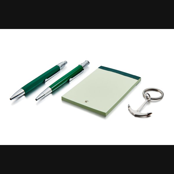 Rolex A set of two ballpoint pens, memo pad and a Submariner anchor keychain, Made for Basel World 2020 | 勞力士 | 一套兩支圓珠筆、備忘錄及 Submariner 船錨鑰匙扣，為 Basel World 2020 而製