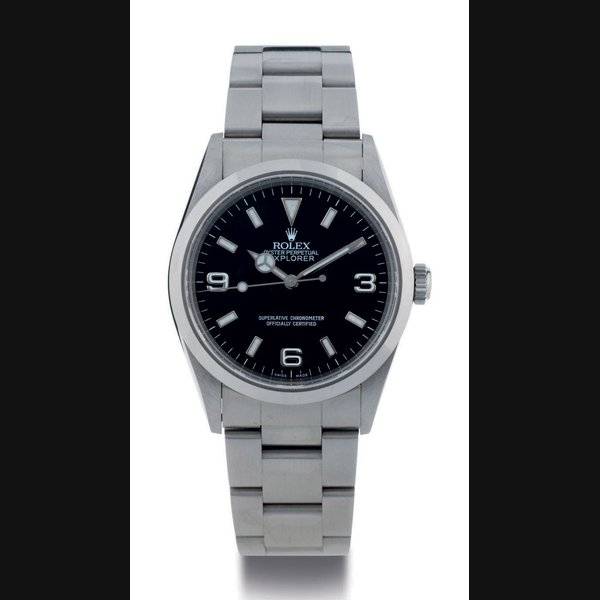 ROLEX. A STAINLESS STEEL AUTOMATIC WRISTWATCH WITH CENTER SECONDS AND BRACELET SIGNED ROLEX, OYSTER PERPETUAL, EXPLORER, CASE NO. A439708, REF. 14270, CIRCA 1998