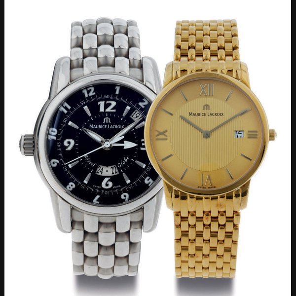 MAURICE LACROIX. A STAINLESS STEEL AUTOMATIC THREE TIME ZONE WRISTWATCH WITH DATE, ALARM, CENTER SECONDS AND BRACELET SIGNED MAURICE LACROIX, RÉVEIL GLOBE, CASE NO. AH 32153, REF. MP6388, CIRCA 2005