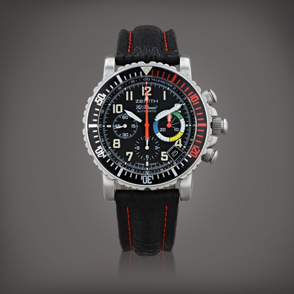 Zenith El Primero, Rainbow Fly-back, reference 02.0480.405     Montre bracelet en acier avec chronographe et date |  Stainless steel chronograph wristwatch with date     Vers 1995 |  Circa 1995