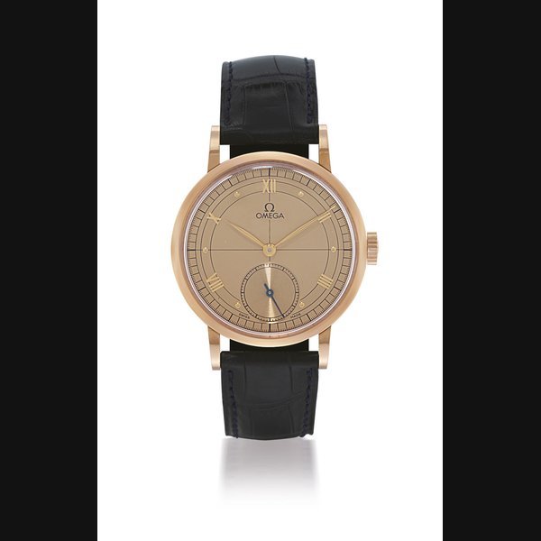  OMEGA PINK GOLD MANUALLY-WOUND WRISTWATCH WITH TWO-TONE DIAL, LIMITED EDITION OF 1894 NO. 30/1894, CIRCA 1995