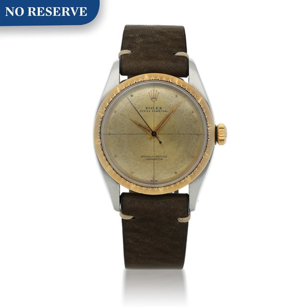 Rolex ZEPHYR, REF 6582 STAINLESS STEEL AND YELLOW GOLD WRISTWATCH WITH CROSSHAIR DIAL CIRCA 1957 · 6582