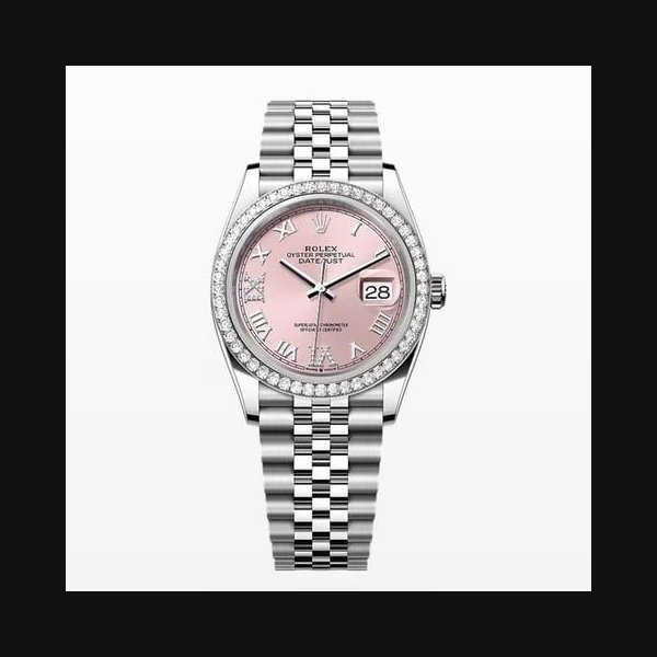 Rolex Rolex Datejust36 NEW 2024 Pink Roman Pave69 Diamond Dial Diamond Bezel Stainless Steel Jubilee