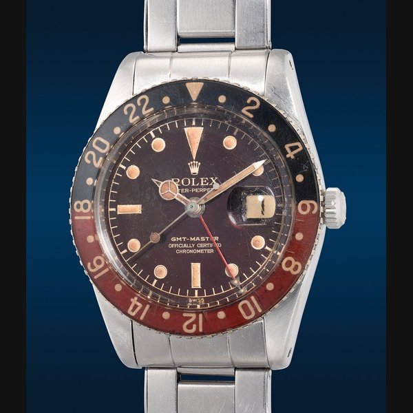 Rolex Rolex Ref. 6542, repeated inside caseback and stamped "II 59" GMT-Master, "Pussy Galore"