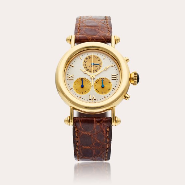 Cartier Reference 1400-0 Diabolo | A yellow gold chronograph wristwatch with date, Circa 1990