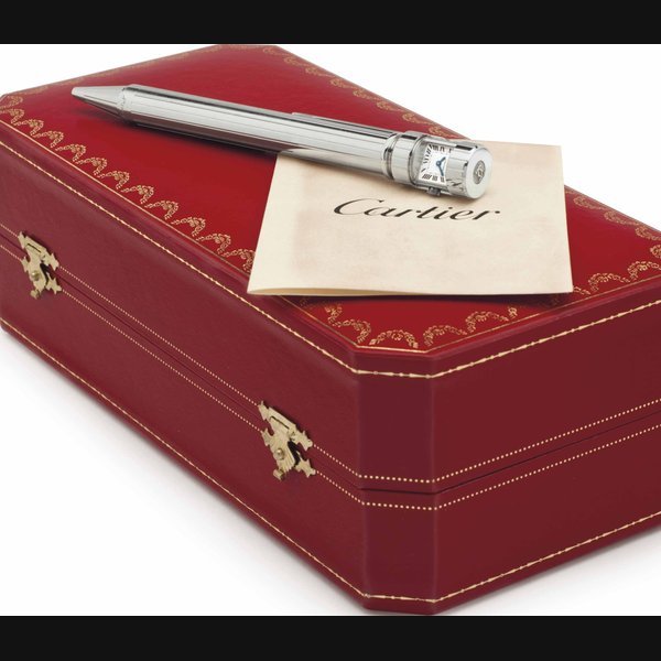 Cartier Cartier. A Limited Edition Fine Platinum Plated Ballpoint Pen Watch SIGNED CARTIER, NO. 1007/2000, CIRCA 1997