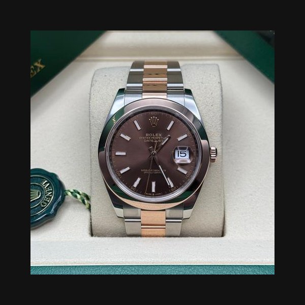 Rolex Datejust41 NEW 2026 Chocolate Index Dial Two Tone Rose Gold Smooth Bezel Oyster Bracelet Ref. 126301