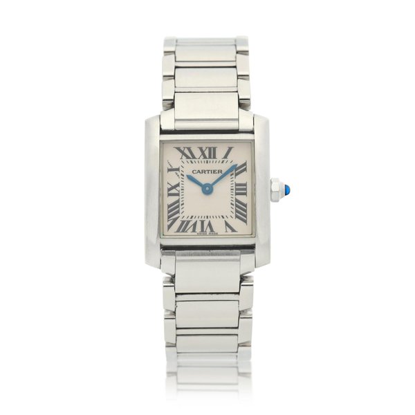 Cartier Reference 2384 Tank Francaise, A stainless steel rectangular wristwatch with bracelet, Circa 2001