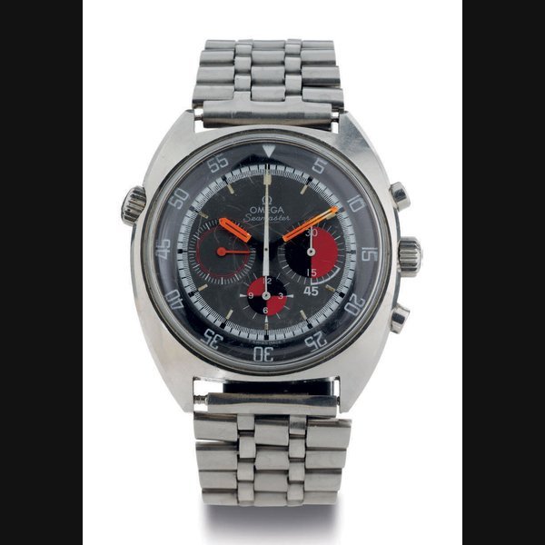 Omega OMEGA. A STAINLESS STEEL TONNEAU CHRONOGRAPH WRISTWATCH WITH BRACELET SIGNED OMEGA, SEAMASTER, MOVEMENT NO. 28086441, REF. 145.019, CIRCA 1970
