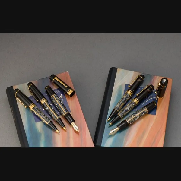 Montblanc. A fine limited edition 1996 writers editions Alexandre Dumas set include fountain pen, ballpoint pen and mechanical pencil with box and paper Ref:18200, No.0266/16000, limited 5000 sets, manufactured in 1996