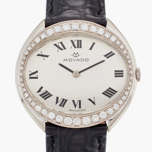 Movado An 18k white gold and diamond set wristwatch, Price & Market Data