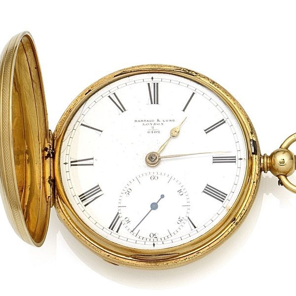 Barraud & Lund, London. An 18K gold key wind full hunter pocket watch Case, Dial & Movement No.2/6402, London Hallmark for 1854