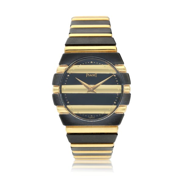 Piaget Reference 761 C 701 Polo  A PVD-coated white gold and yellow gold bracelet watch, Circa 1983