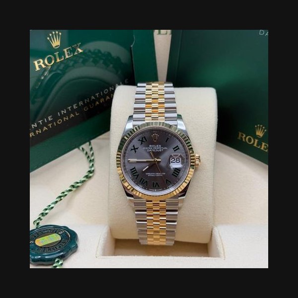 Rolex Datejust36 Wimbledon Dial Two Tone Yellow Gold Fluted Bezel Jubilee Bracelet Ref. 126233