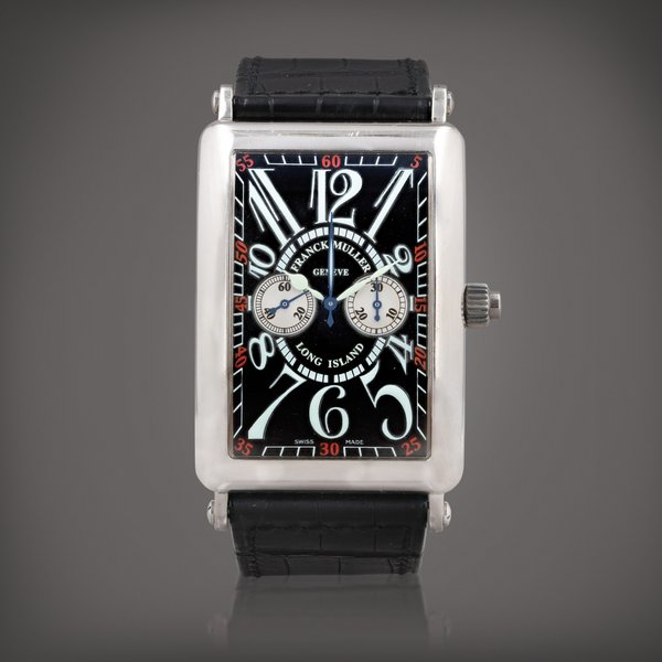 Franck Muller Long Island, reference 1100 MP    Montre bracelet chronographe monopoussoir en or blanc |  White gold monopusher chronograph wristwatch    Vers 2002 |  Circa 2002