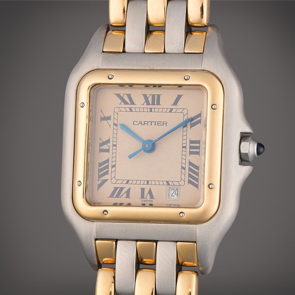 Cartier Panthère | A yellow gold and stainless steel wristwatch with bracelet, Circa 2000