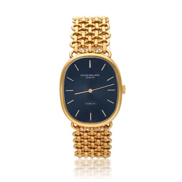 Patek Philippe Reference 3848 Ellipse | Retailed by Gubelin: A yellow gold oval bracelet watch, Circa 1985 · 3848