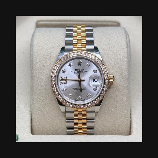 Rolex Rolex Lady-DatejustSilver Star Diamond Dial Diamond Bezel Two Tone Yellow Gold Jubilee Bracelet