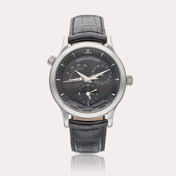 Jaeger-LeCoultre Reference 142.8.92.S Master Control Geographic | A stainless steel automatic world time wristwatch with date, day/night, and power reserve indication, Circa 2000