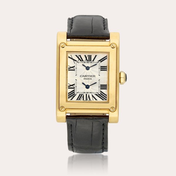 Cartier Tank à Vis Dual Time 'CPCP', Reference 2551 | A yellow gold dual time zone wristwatch, Circa 2005 | 卡地亞 | Tank à Vis Dual Time 'CPCP' 型號2551 | 黃金兩地時間腕錶，約2005年製 · 2551