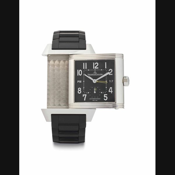 Jaeger-Lecoultre Jaeger-LeCoultre. A Large Limited Edition Stainless Steel Automatic Dual Time Reverso Wristwatch with Date SIGNED JAEGER-LECOULTRE, REVERSO SQUADRA HOMETIME MODEL, NO. 24/50, REF. 230.8.77, CASE NO. 2'485'237, CIRCA 2006