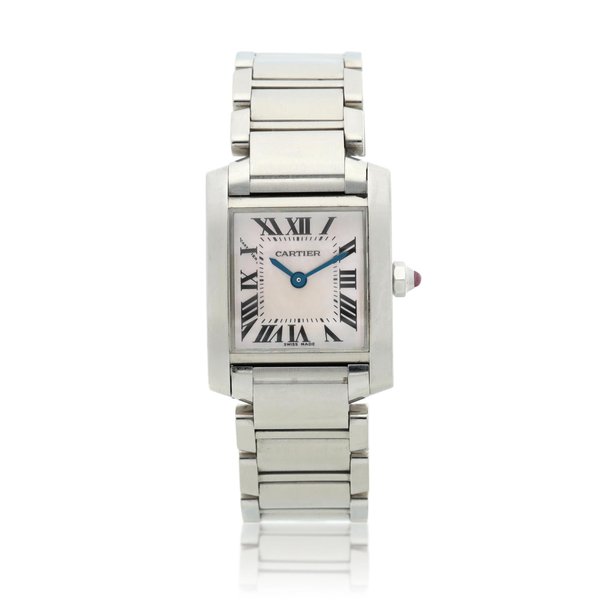 Cartier Reference 2384 Tank Francaise A stainless steel bracelet watch with mother-of-pearl dial, Circa 2005