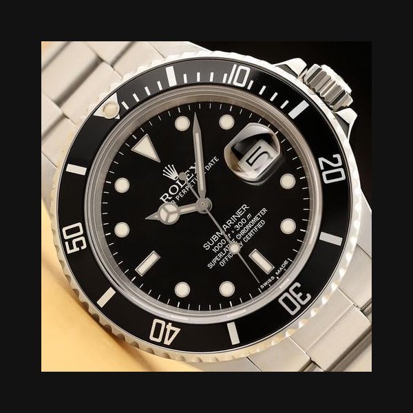 Rolex Rolex Submariner DateMens Submariner 168000 40mm Black Dial Triple Zero Steel Oyster Band Watch
