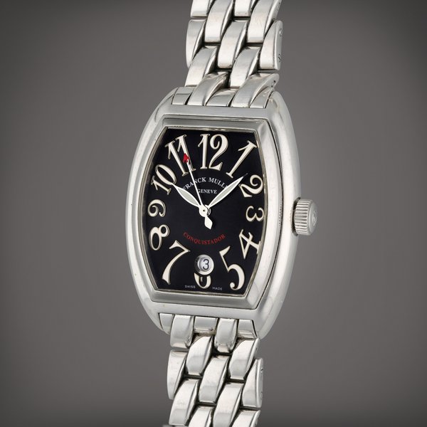 Franck Muller Reference 8002 SC Conquistador | A stainless steel automatic wristwatch with date and bracelet, Circa 2002