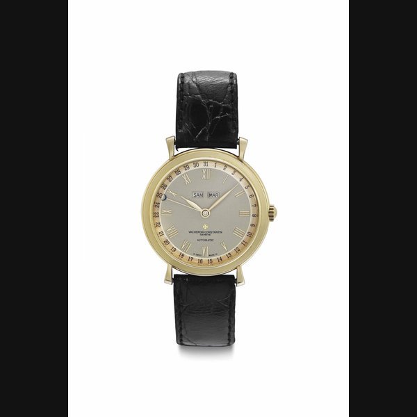 Vacheron Constantin Vacheron Constantin. An 18k Gold Automatic Triple-Calendar Wristwatch with Vacheron Constantin International Guarantee and Presentation Box SIGNED VACHERON CONSTANTIN, GENÈVE, LES HISTORIQUES COLLECTION, REF. 47051, MOVEMENT NO. 795'925, CASE NO. 721'772, MANUFACTURED IN 2000