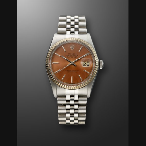 ROLEX, STAINLESS STEEL AND WHITE GOLD 'DATEJUST' WITH TROPICAL DIAL, REF. 16014