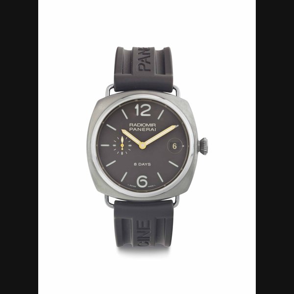 Panerai. A Limited Edition Titanium Wristwatch with Date and 8 Days Power Reserve SIGNED PANERAI, RADIOMIR, 8 DAYS, NO. N297/300, OP6804, PAM00346, CASE NO. BB 1'517'247, CIRCA 2011