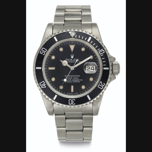 Rolex. A Fine Stainless Steel Automatic Wristwatch with Center Seconds, Date, and Bracelet Signed Rolex, Oyster Perpetual Date, Submariner, 1000ft = 300m, Superlative Chronometer, Officially Certified, Ref. 16800, Case No. 8'495'269, Circa 1985