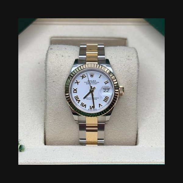 Rolex Rolex Lady-DatejustNEW 2026 White Roman Dial Two Tone Yellow Gold Fluted Oyster Bracelet