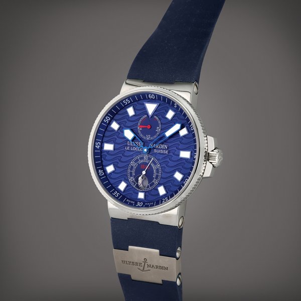 Ulysse Nardin Reference 263-68LE-3 Maxi Marine Blue Wave | A limited edition stainless steel automatic wristwatch with date and power reserve indication, Circa 2005