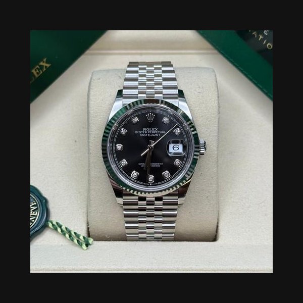 Rolex Datejust36 NEW 2026 Black Diamond Dial Stainless Steel Fluted Bezel Jubilee Bracelet Ref. 126234