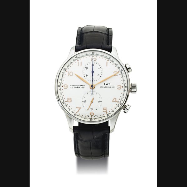IWC. AN OVERSIZED STAINLESS STEEL AUTOMATIC CHRONOGRAPH WRISTWATCH SIGNED IWC, SCHAFFHAUSEN, AUTOMATIC CHRONOGRAPH, PORTUGUESE , MOVEMENT NO. 2932703, CASE NO. 3026816, REF. 3714, CIRCA 2000