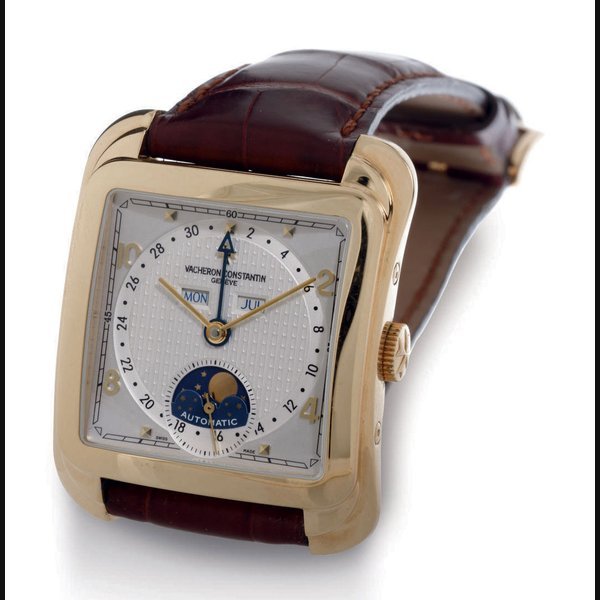 Vacheron Constantin VACHERON CONSTANTIN. AN OVERSIZED 18K GOLD SQUARE AUTOMATIC TRIPLE CALENDAR WRISTWATCH WITH MOON PHASES SIGNED VACHERON CONSTANTIN, GENEVE, PATRIMONY COLLECTION TOLEDO 1952, CASE NO. 792959, REF. 47300, CIRCA 2005