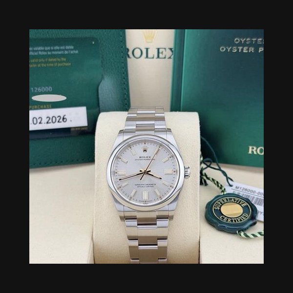 Rolex Oyster Perpetual2026 Rolex Oyster Perpetual 126000 36mm Silver Dial Stainless Steel Box Papers