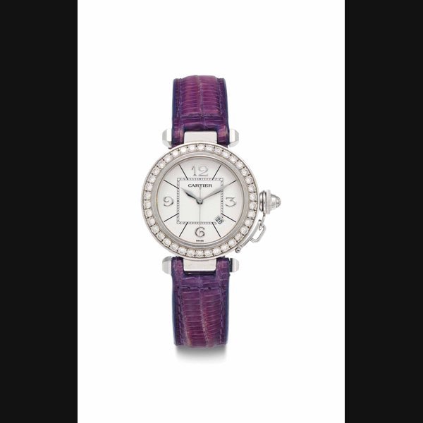 Cartier Cartier. A Lady's 18k White Gold and Diamond-Set Wristwatch with Date SIGNED CARTIER, PASHA DE CARTIER MODEL, REF. 2398, CASE NO. 300538MG, CIRCA 1998