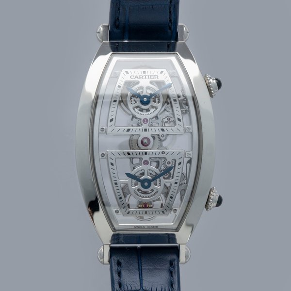 Cartier Cartier Prive Tonneau Skeleton XL Dual Time WHTN0006 Platinum
