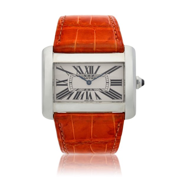 Cartier Reference 2600 Tank Divan, A stainless steel rectangular wristwatch, Circa 2005