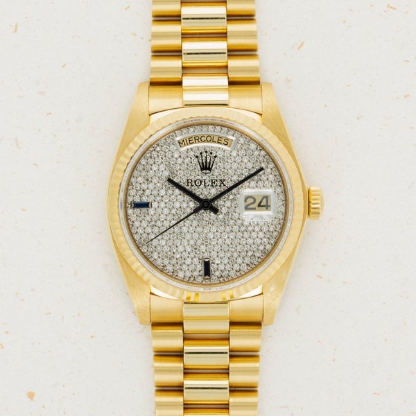 Rolex Rolex Day-Date 18038 Pave Diamond and Sapphire Dial Like New · 18038