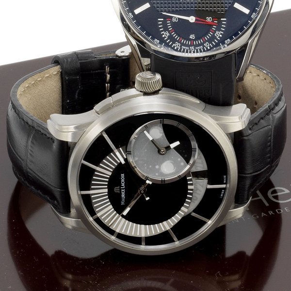 Maurice Lacroix. A titanium automatic calendar wristwatch with dual time zone and moon phase Pontos Decentrique GMT, Ref:PT6108/2, No.614/999, Sold 18th September 2012