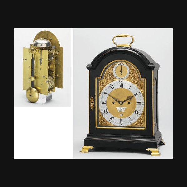  A George III ebonised and brass-mounted striking eight day table clock JOHN HOLMES, LONDON. CIRCA 1770