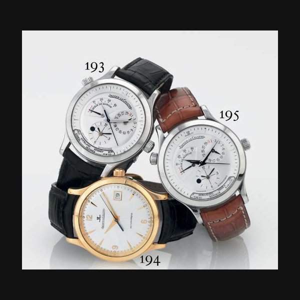 Jaeger-Lecoultre JAEGER-LECOULTRE. A STAINLESS STEEL AUTOMATIC DUAL TIME ZONE WRISTWATCH WITH CENTER SECONDS, DATE, AND POWER RESERVE SIGNED JAEGER-LECOULTRE, "MASTER CONTROL - 1000 HOURS GEOGRAPHIQUE", NO. 4080, REF. 142.8.92, CIRCA 2000