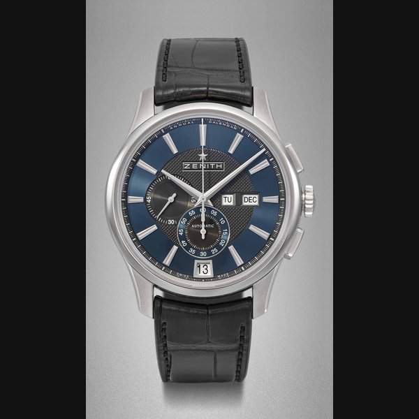 Zenith. A fine stainless steel automatic annual calendar chronograph wristwatch with original warranty and box Signed Zenith, Annual Calendar, El Primero, Captain Winsor model, ref. 03.2070.4054, movement no. 322564, case no. 149163, circa 2011