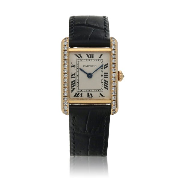 Cartier Tank  Yellow gold and diamond-set wristwatch  Circa 1993